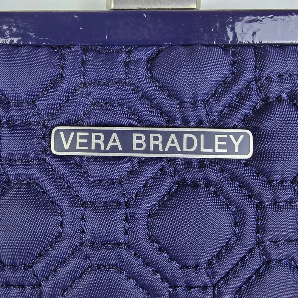 Vera Bradley Navy Blue Short Chain Handle Quilted Handbag - Picture 7 of 15